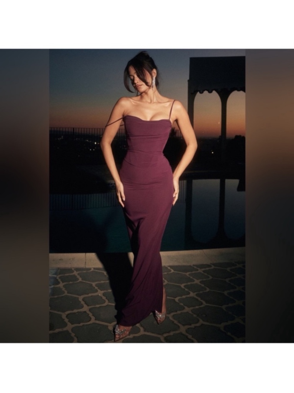 House of CB Plum Spaghetti-Strap Maxi Dress